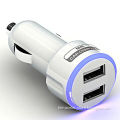 5V DC Car charger 1A/2A, 2 USB port, For Mobile, IPOD,IPHONE,IPAD,PSP